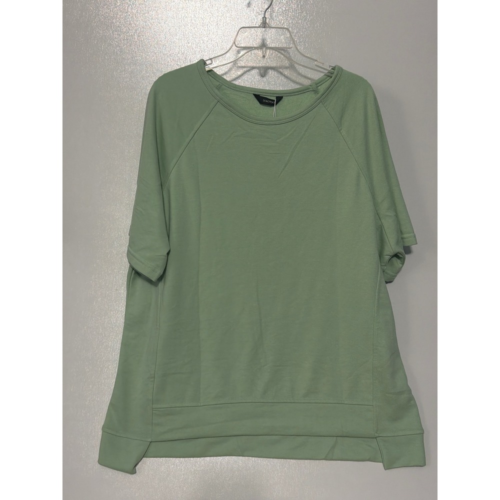 Dokotoo Womens Short Sleeve Sweatshirt Sage Green Crew Neck Pullover Top L